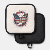 Patriottische Vlinder Vintage Gravure Vector Ontwe Pannenlap (Voorkant / Achterkant)