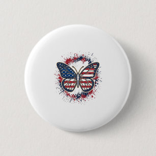 Patriottische Vlinder Vintage Gravure Vector Ontwe Ronde Button 5,7 Cm