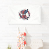 Patriottische Vlinder Vintage Gravure Vector Ontwe Spandoek (Insitu)