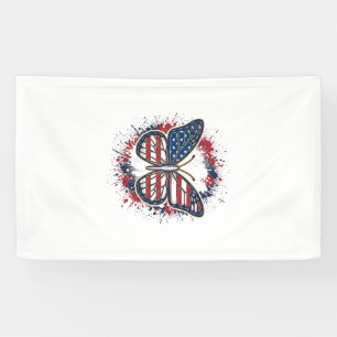Patriottische Vlinder Vintage Gravure Vector Ontwe Spandoek