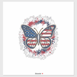 Patriottische Vlinder Vintage Gravure Vector Ontwe Sticker