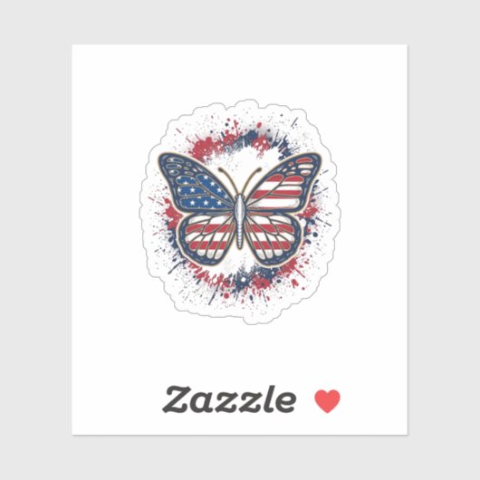 Patriottische Vlinder Vintage Gravure Vector Ontwe Sticker (Vel)