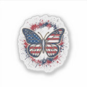 Patriottische Vlinder Vintage Gravure Vector Ontwe Sticker (Voorkant)