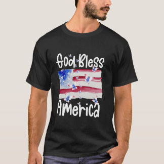 Patriottische vlinder voor vrouwen: God zegene Ame T-shirt