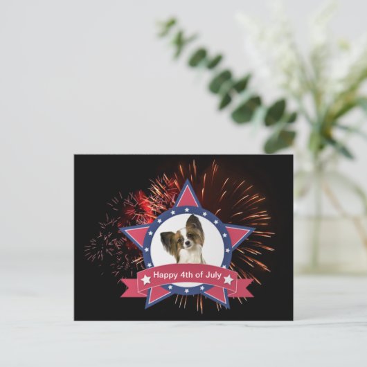 Patriottische Vlinderhond 4 juli ansichtkaart Briefkaart (Staand voorkant)