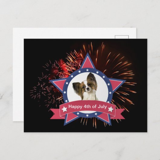 Patriottische Vlinderhond 4 juli ansichtkaart Briefkaart (Voorkant / Achterkant)