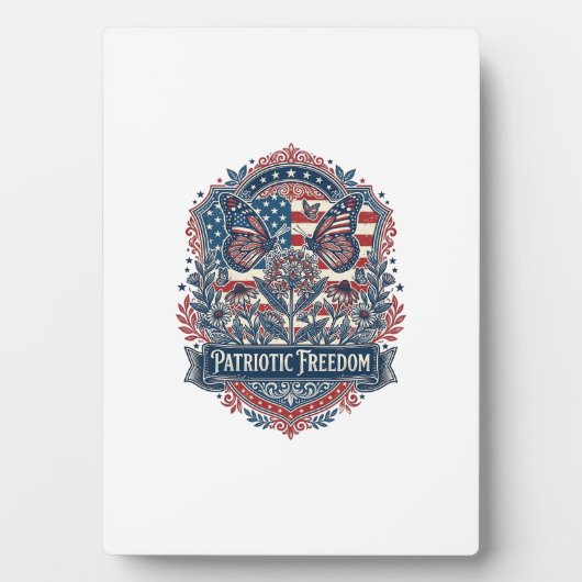 Patriottische Vlindertuin Vector Grafische T-shirt Fotoplaat (voorkant)