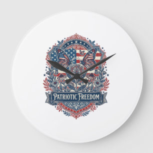 Patriottische Vlindertuin Vector Grafische T-shirt Grote Klok