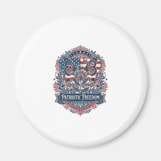 Patriottische Vlindertuin Vector Grafische T-shirt Magneet (Voorkant)