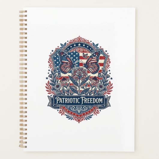 Patriottische Vlindertuin Vector Grafische T-shirt Planner (Voorkant)