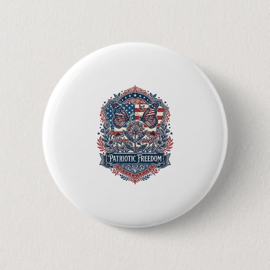 Patriottische Vlindertuin Vector Grafische T-shirt Ronde Button 5,7 Cm (Voorkant)