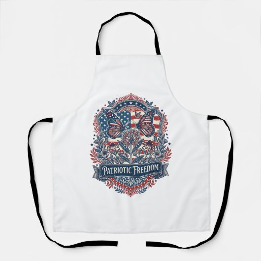Patriottische Vlindertuin Vector Grafische T-shirt Schort (Voorkant)