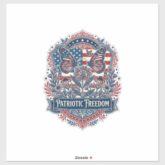 Patriottische Vlindertuin Vector Grafische T-shirt Sticker (Vel)