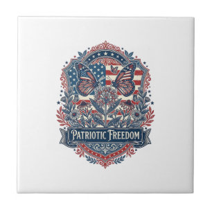 Patriottische Vlindertuin Vector Grafische T-shirt Tegeltje