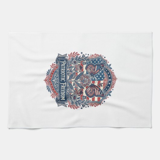 Patriottische Vlindertuin Vector Grafische T-shirt Theedoek (Horizontaal)