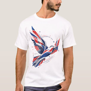 Patriottische Vogel Grafische T-shirt Rood Wit Bla