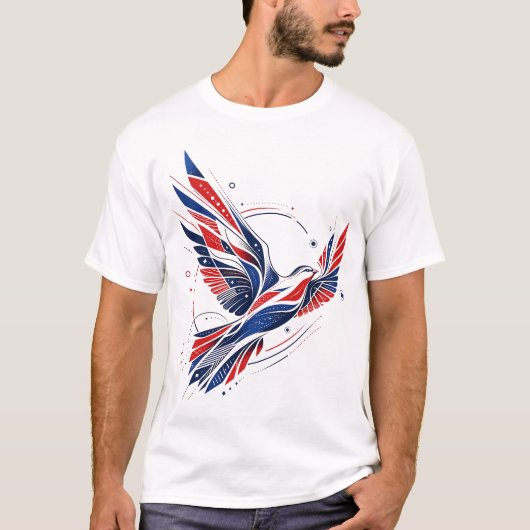 Patriottische Vogel Grafische T-shirt Rood Wit Bla (Voorkant)