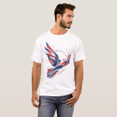 Patriottische Vogel Grafische T-shirt Rood Wit Bla (Voorkant volledig)