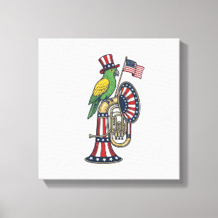 Patriottische Vogel Vintage Gravure Muziek Shirt O Canvas Afdruk