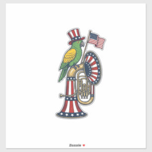 Patriottische Vogel Vintage Gravure Muziek Shirt O Sticker