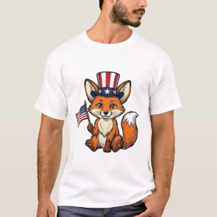 Patriottische Vos Vintage Gravure Shirt Ontwerp_1