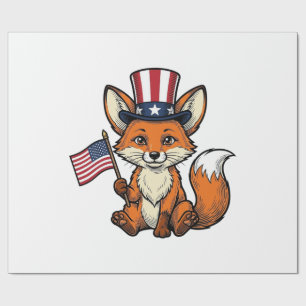 Patriottische Vos Vintage Gravure Shirt Ontwerp_1 Cadeaupapier