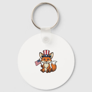 Patriottische Vos Vintage Gravure Shirt Ontwerp_1 Sleutelhanger