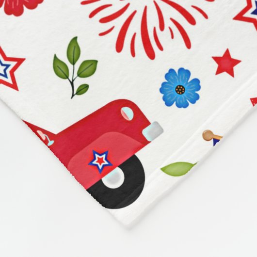 Patriottische vrachtwagen en vuurwerkpatroon fleece deken (Hoek)