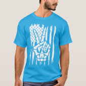Patriottische Vrede Amerikaanse Vlag Skelet Hand T-shirt (Voorkant)