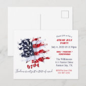 Patriottische Vredesbloem 4 juli BBQ-uitnodiging Briefkaart (Voorkant / Achterkant)