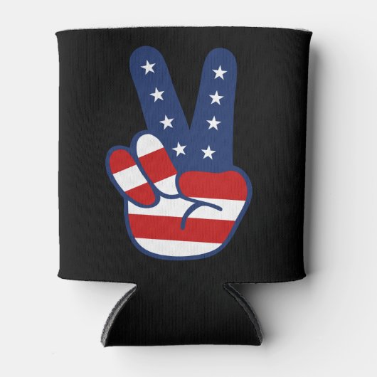 Patriottische vredeshandtekening 4 juli blikjeskoeler (Voorkant)