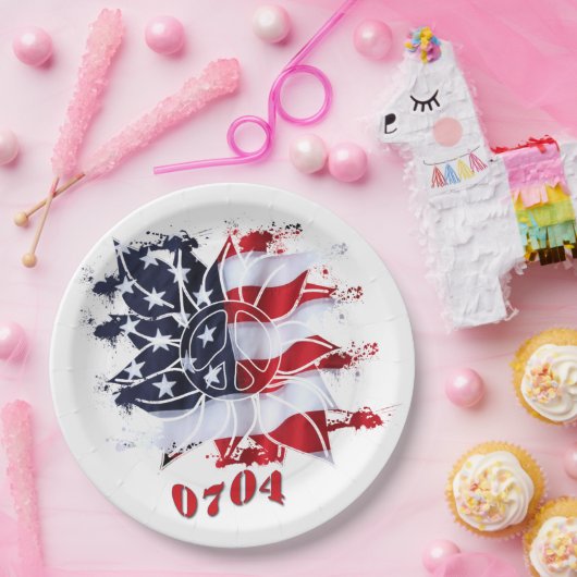 Patriottische vredesventilator 4 juli BBQ Papieren Bordje (Feest)