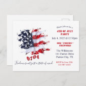 Patriottische vredesventilator 4 juli BBQ Uitnodig Briefkaart (Voorkant / Achterkant)