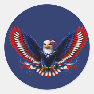 Patriottische Vrijheid Adelaar Vleugels – Rood Wit Ronde Sticker