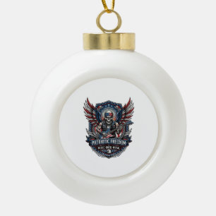 Patriottische Vrijheid Gitarist Schedel Muziek Roc Keramische Bal Ornament