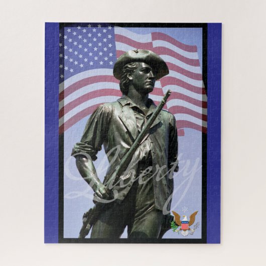 Patriottische Vrijheid Minuteman met Defensie Embl Legpuzzel (Verticaal)