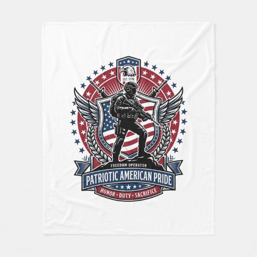 Patriottische vrijheid operator silhouet militair fleece deken (Voorkant)