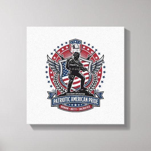 Patriottische vrijheidsoperator Silhouet Militair Canvas Afdruk (Voorkant)