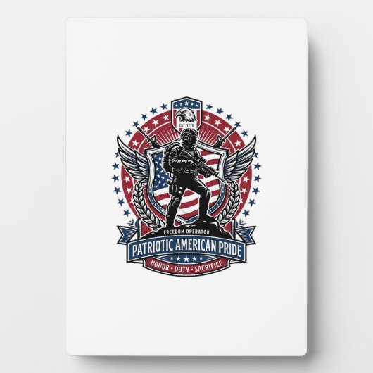Patriottische vrijheidsoperator Silhouet Militair  Fotoplaat (voorkant)