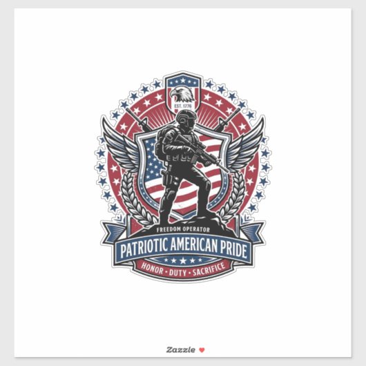 Patriottische vrijheidsoperator silhouet militair sticker (Vel)