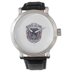 Patriottische Vrijheidsschild Vrijheid Iconen & Sy Horloge