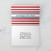 Patriottische vrolijke kerst in rood wit en blauw feestdagen kaart (Binnen)
