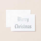 Patriottische Vrolijke Kerstmis Kalligrafie Zilver Folie Kaarten (Voorkant met envelop)