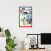 patriottische vrouw met Amerikaanse vlag Poster A (Thuiskantoor)