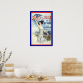 patriottische vrouw met Amerikaanse vlag Poster A (Keuken)