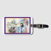 patriottische vrouw met Amerikaanse vlag Poster A Bagagelabel (Voorkant (horizontaal))