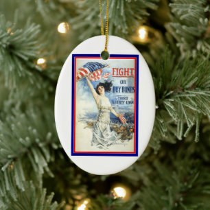  patriottische vrouw met Amerikaanse vlag Poster A Keramisch Ornament