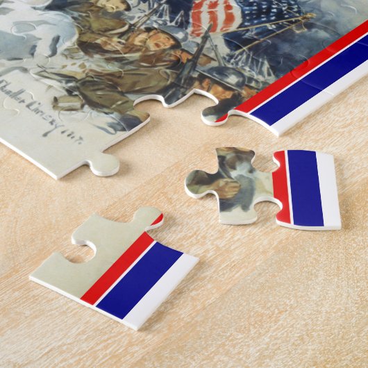  patriottische vrouw met Amerikaanse vlag Poster A Legpuzzel (Zijkant)