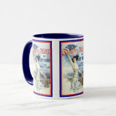  patriottische vrouw met Amerikaanse vlag Poster A Mok (Voorkant links)