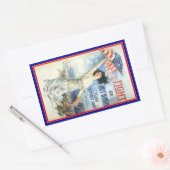  patriottische vrouw met Amerikaanse vlag Poster A Rechthoekige Sticker (Envelop)